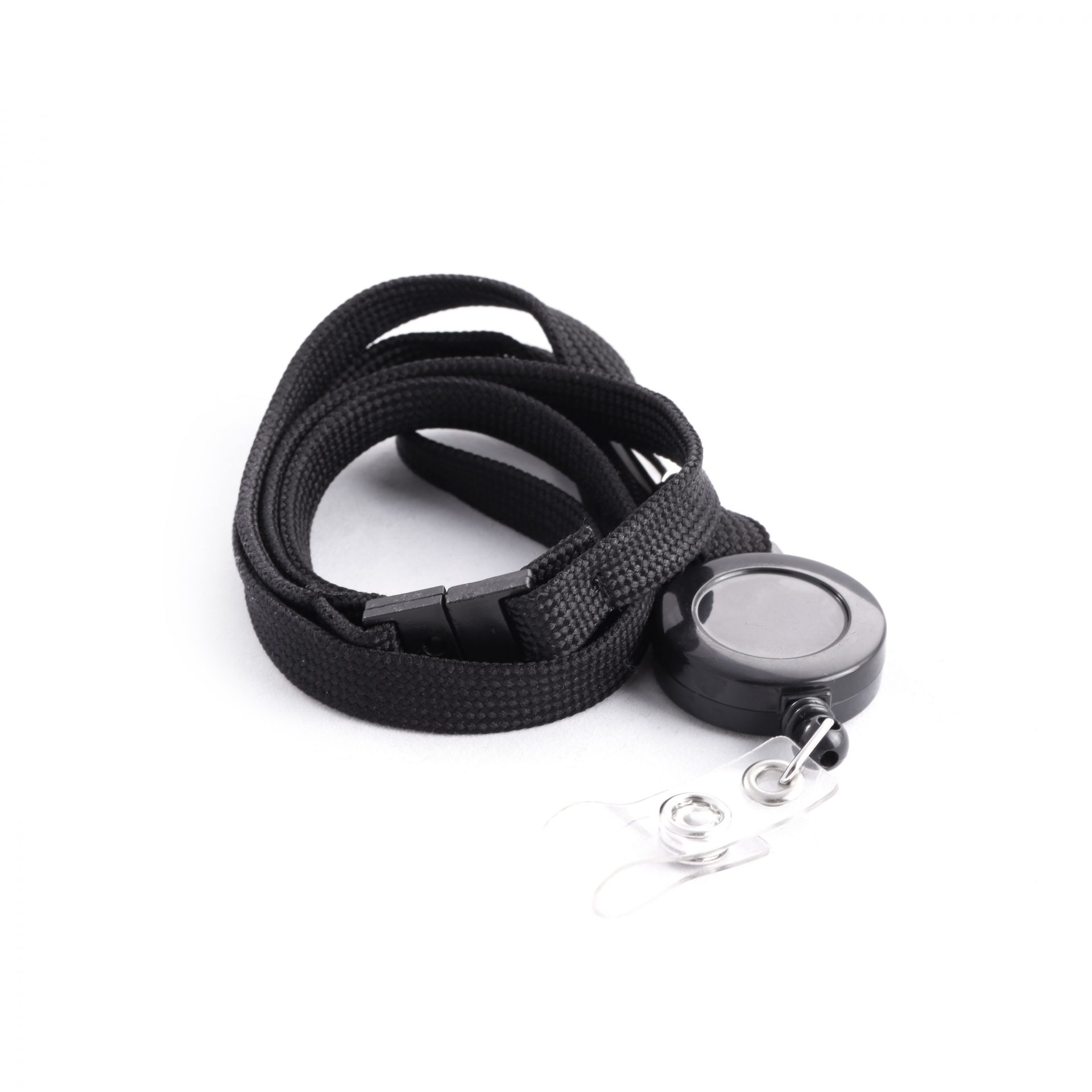 Black Premium Lanyard & Reel, Strap Clip & 2x Breakaway ID Supplies