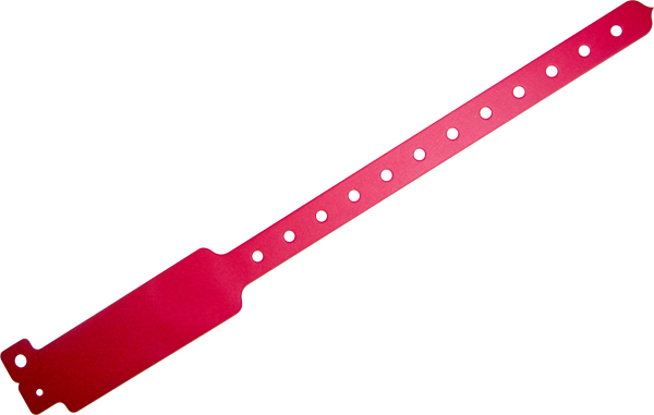 Red Tamper Resistant Vinyl Wristband (25mm x 250mm with thick writable section & adjustable sizing).