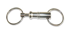 Quick Release Key Ring - 82.5mm Nickel-Plated Steel (with two 22mm split rings & easy ball & socket release)