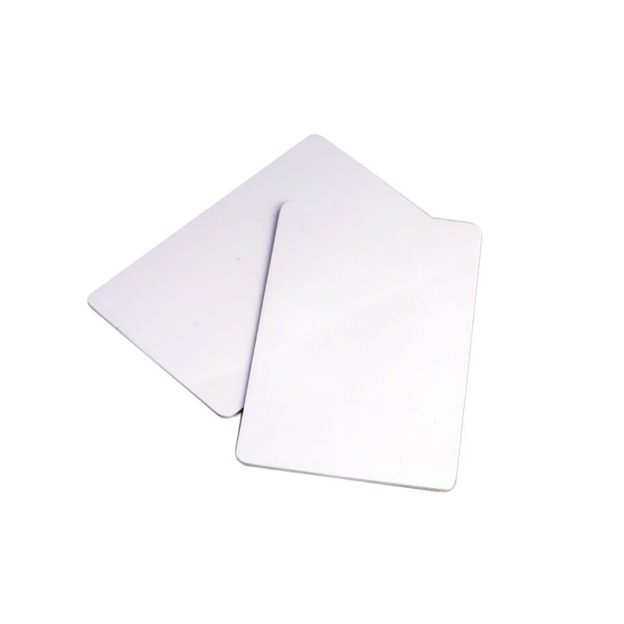 White Thick Adhesive Paper Backed PVC Card - CR80 (86mm x 54mm & 600mic/24mil/0.6mm thick). Note
