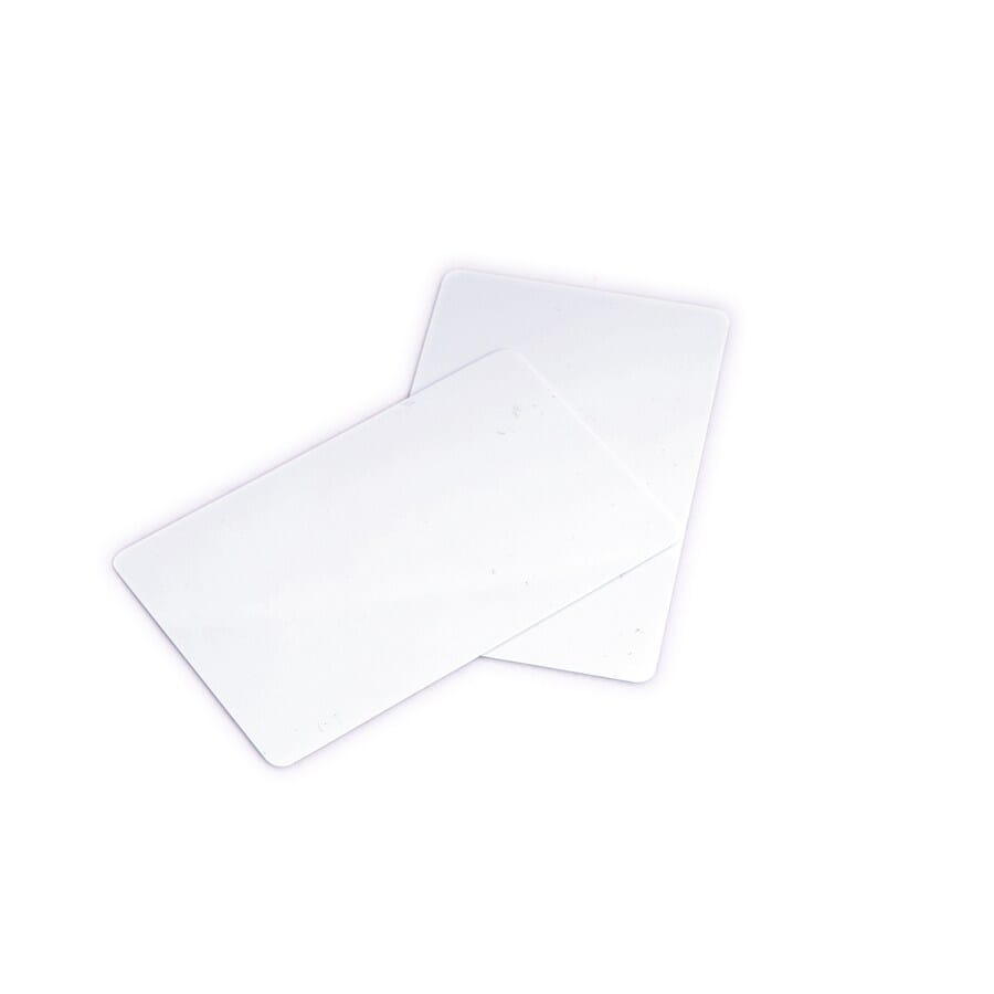 Thin White PVC Card - CR80 (86mm x 54mm & 250mic/10mil/0.25mm thick).