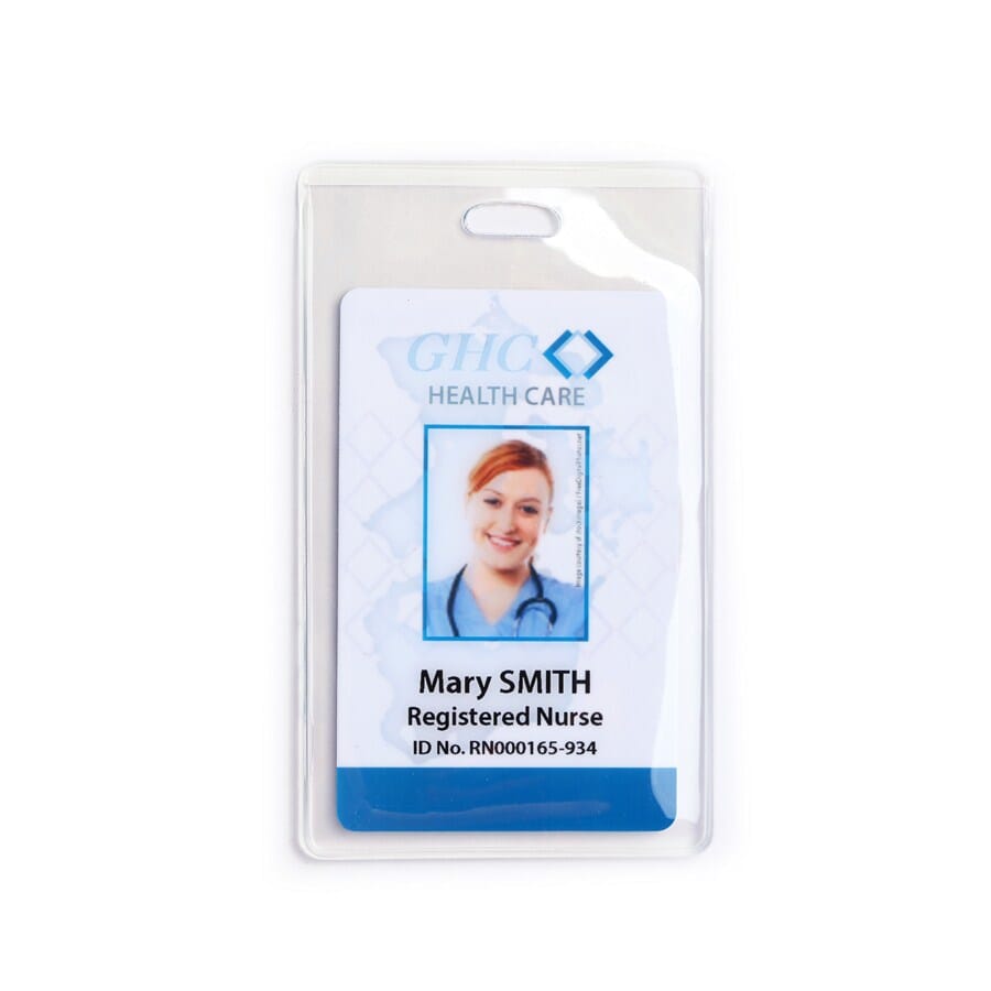 Clear Self-locking Heavy Duty Soft Plastic Card Holder (portrait with a slot in the centre on both sides of the holder). Clear on both side Insert Size
