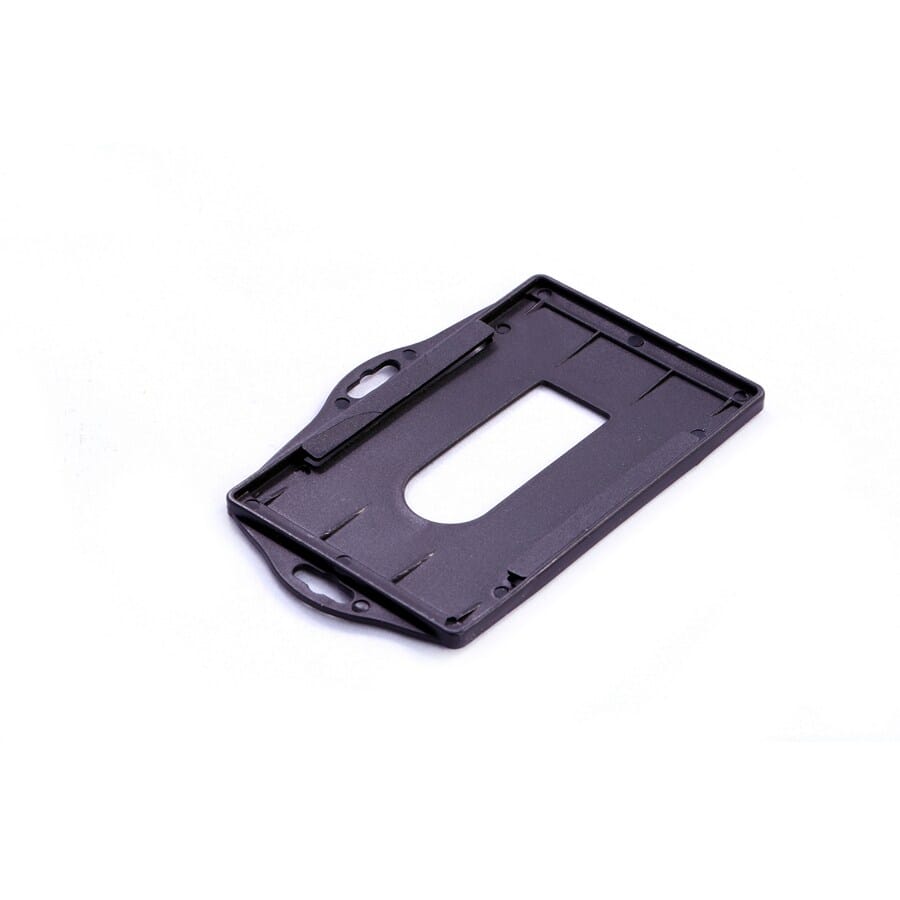 Black Economy Rigid Card Holder (landscape & portrait with thumb hole for easy removal of card). Insert Size