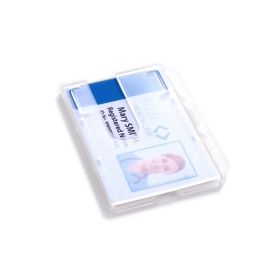 Clear Rigid ID Card Dispenser (landscape with side card entry