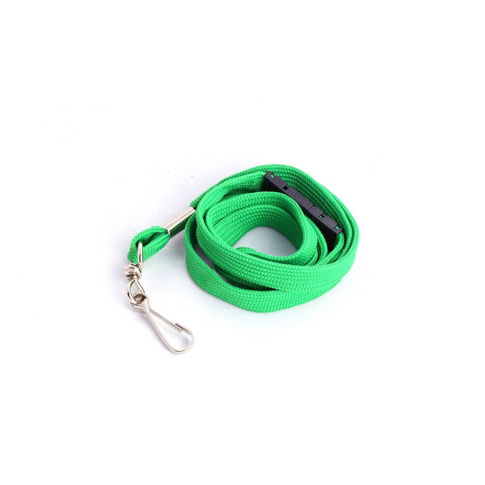 Green Premium Lanyard with Swivel Clip (12mm flat tubular green lanyard with swivel clip)