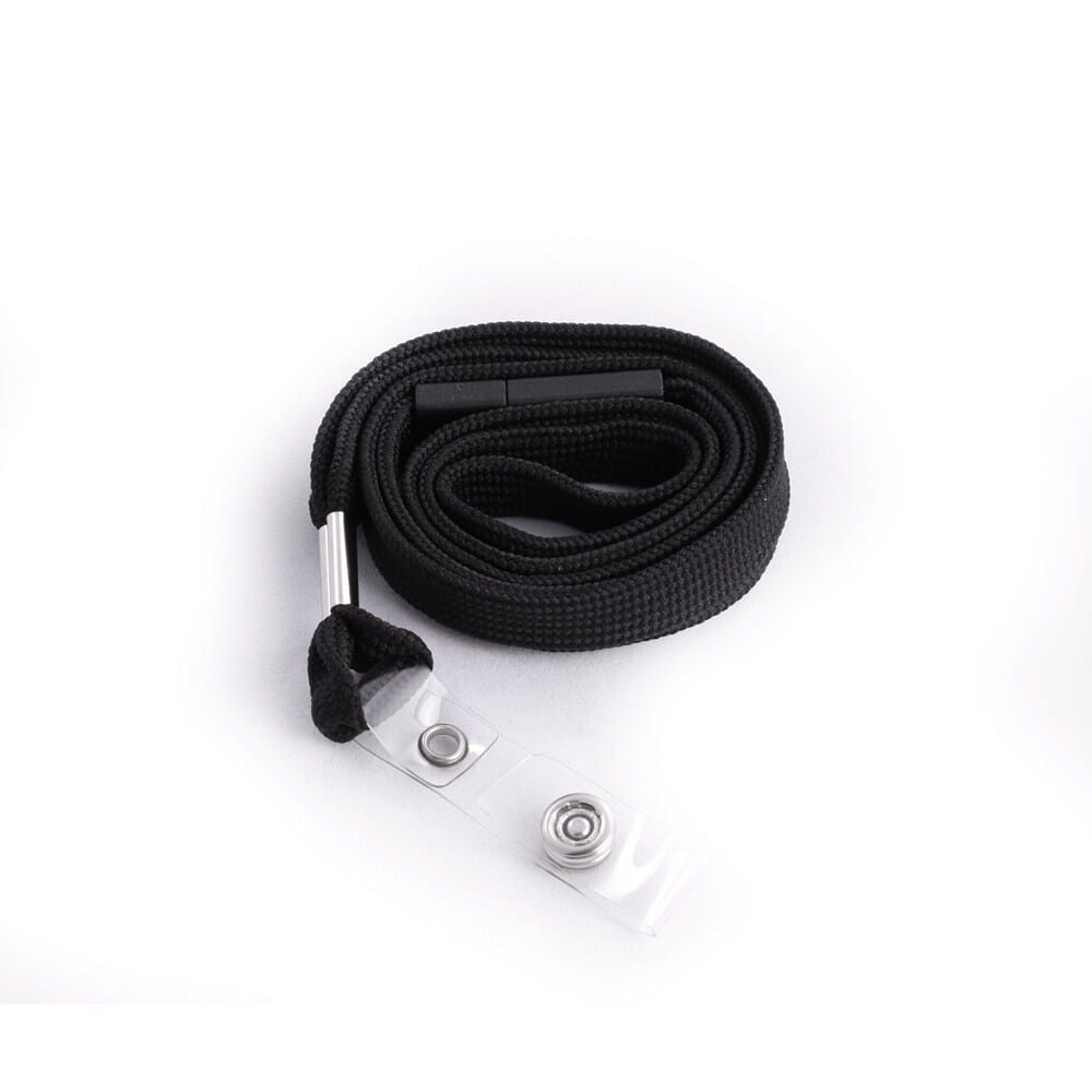 Black Tubular Lanyard with Strap Clip & Breakaway (12mm premium flat tubular black lanyard