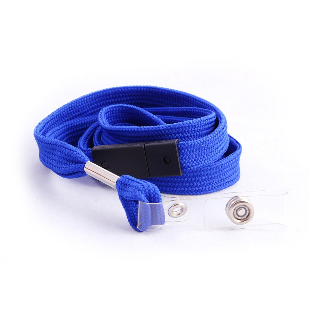 Blue Tubular Lanyard with Strap Clip & Breakaway (12mm premium flat tubular blue lanyard