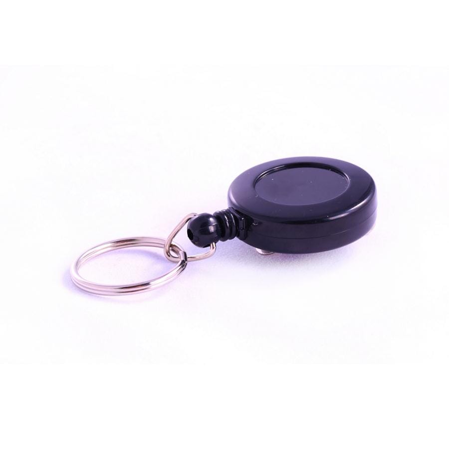 Black Economy Reel with Belt Clip & Key Ring (60cm nylon cord with a 25mm metal key ring).