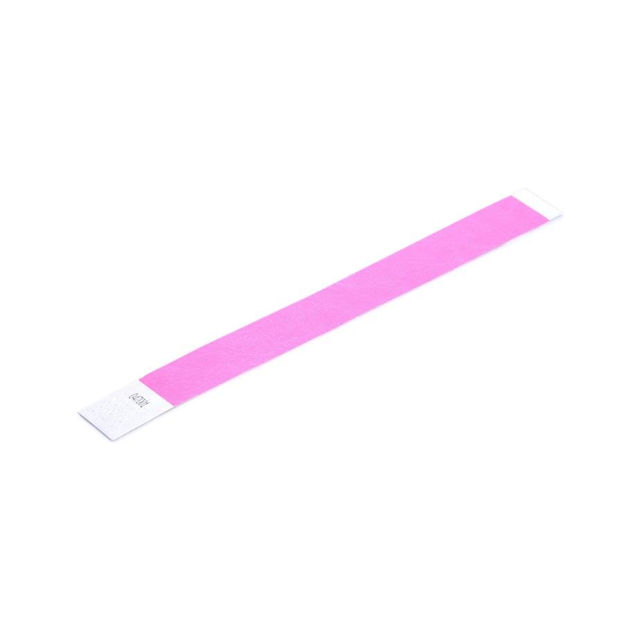 Neon Pink Tamper Evident Tyvek Wristband (25mm x 254mm waterproof paper material with tamper evident adhesive & sequentially numbering).
