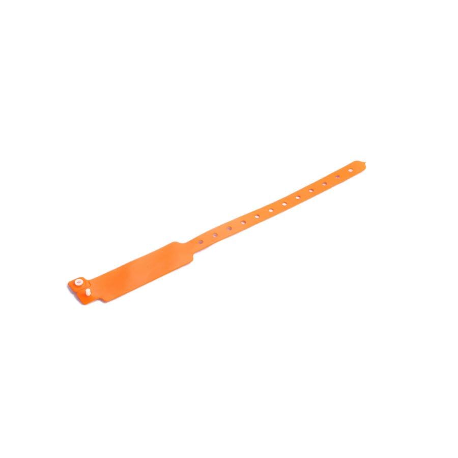 Bright Orange Tamper Resistant Vinyl Wristband (25mm x 250mm with thick writable section & adjustable sizing).